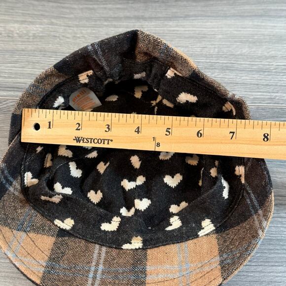 Pistil 6-Panel Newsboy Hat Wool Blend Plaid Preppy Heart Lining Logo Neutral - Picture 14 of 15